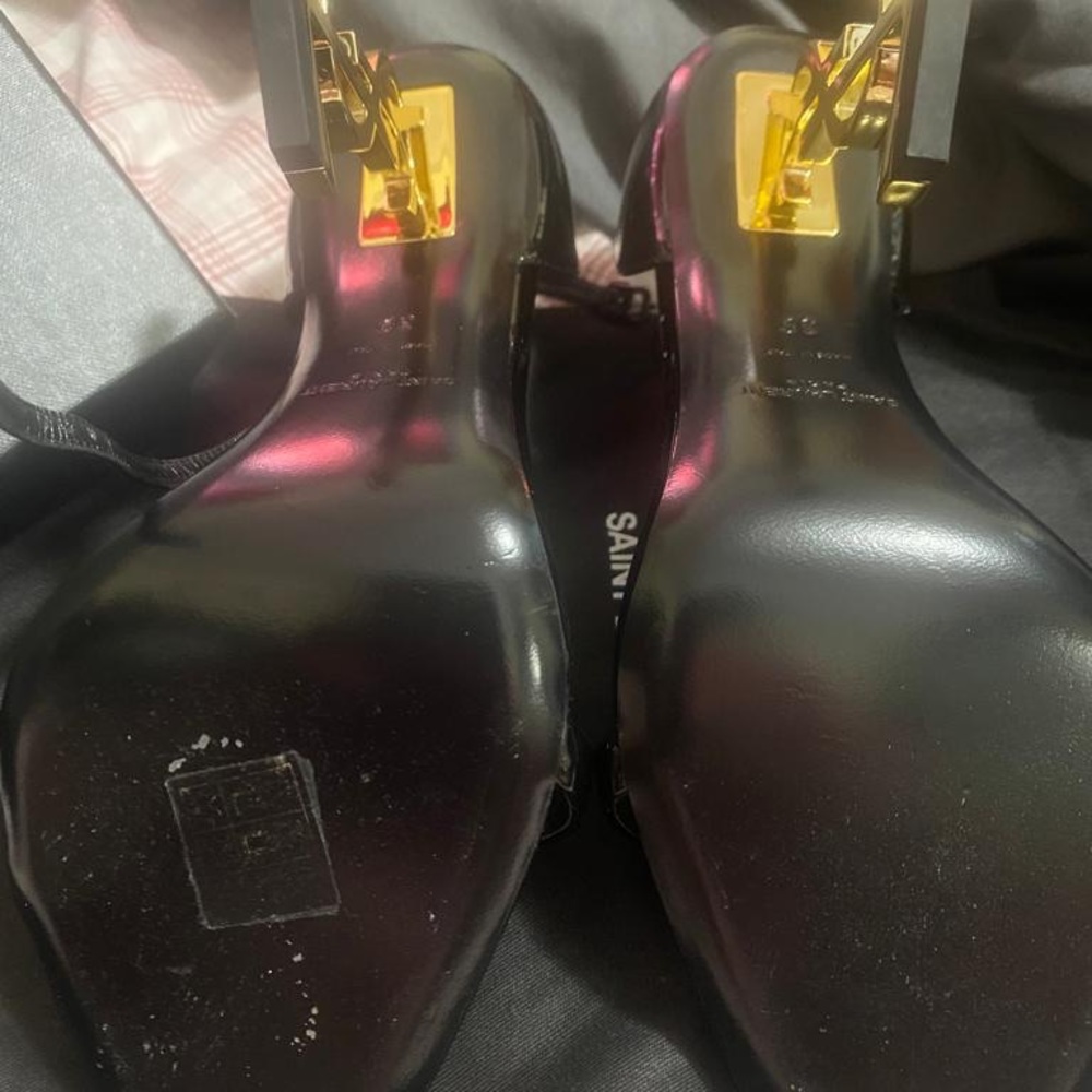 YSL | Black Patent Sandals OPYUM decorated with YSL initials on heels | Size 39 - Picture 8 of 13